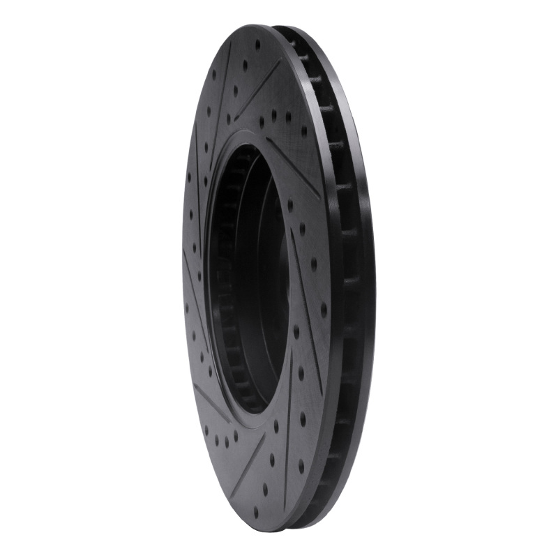 Ford Focus Brake Rotor (1) - Front Right - R1 Concepts - Drilled & Slotted - Black - `02-`04